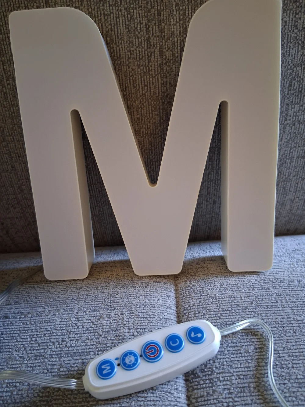 White  Decorative Letter M LED Wall Accent -nib Electric